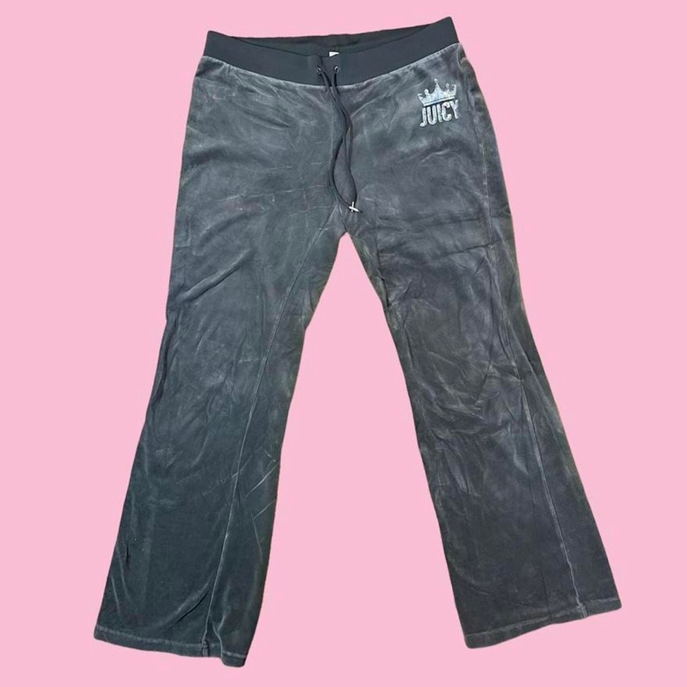 2000s y2k vintage grey velvet juicy couture pants / track pants